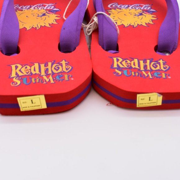 Coke Coca Cola Flip Flops Sandals RED HOT SUMMER BEACH FOOTWEAR - Picture 4 of 5